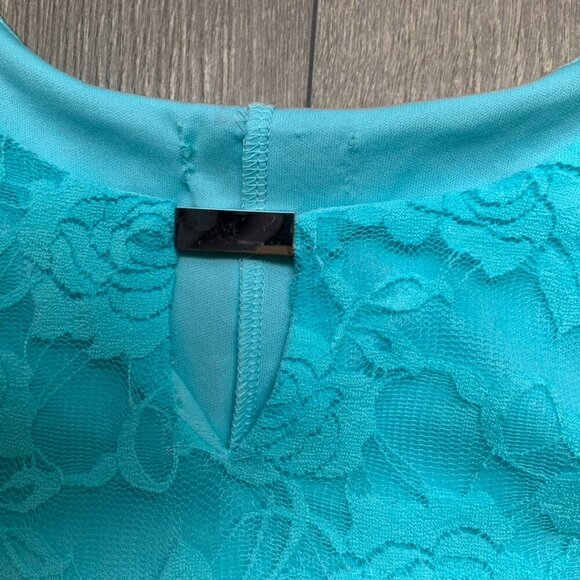 Women's Blue Floral Lace Dress Blouse Tank Top Sleeveless - Picture 14 of 14